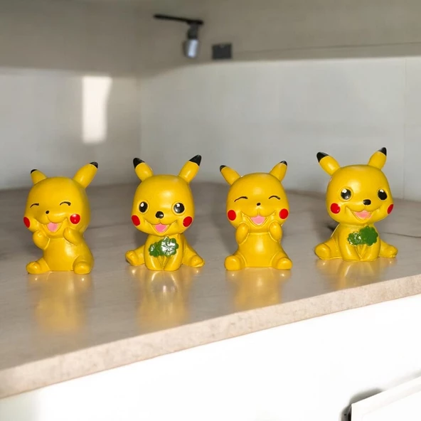 4 ADET PİKACHU POKEMON BİBLO DEKORATİF BİBLO NOEL SÜSLERİ YILBAŞI HEDİYELERİ  VİTRİN DEKOR ürün görseli 1