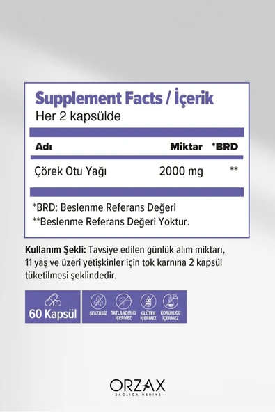Ocean Çörek Otu Yağı 60 Kapsül x 3 Adet - Resim 2