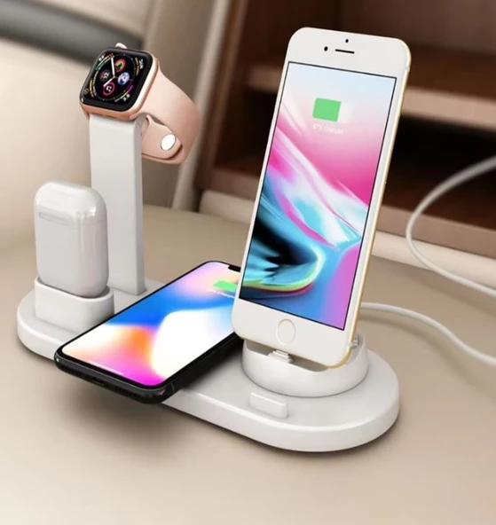 Çok Fonksiyonlu (6in1) Şarj Standı Akıllı Saat Telefon Bluetooth Kulaklık Şarj ürün görseli 1