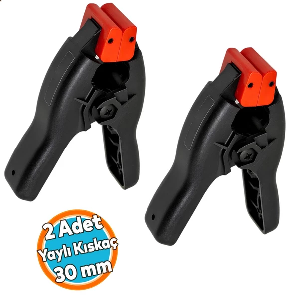 2 ADET Yaylı Kıskaç Mandal Pro El Tip İşkence Mengene Siyah Klips Hobi 30 mm ürün görseli 1