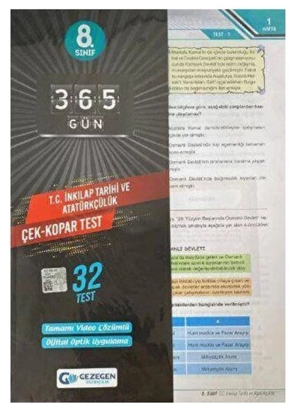 Gezegen 8.Sınıf Yeni T.C İnkılap Tarihi Ve Atatürkçülük Çek Kopar Yaprak Test ürün görseli 1