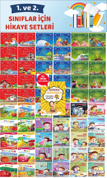 1.ve 2.Sınıflara Uygun Öğretmen Tavsiyeli Eğitici Okumayı Sevdiren 60 lı Hikaye Seti ürün görseli 1
