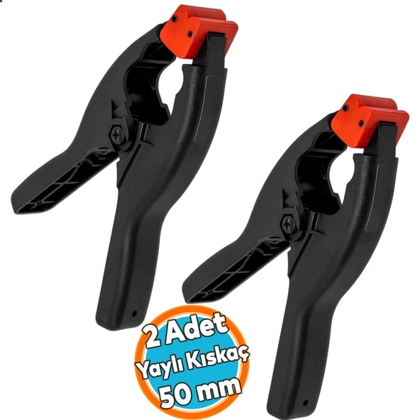 2 ADET Yaylı Kıskaç Mandal Pro El Tip İşkence Mengene Siyah Klips Hobi 50 mm 2 inç ürün görseli 1