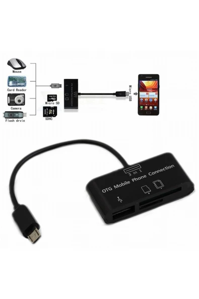 Anunnaki Micro Usb 3 In 1 Sd Tf Kart Okuyucu Otg Veri Aktarıcı ürün görseli 1