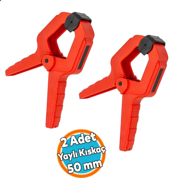 2 ADET Yaylı Kıskaç Mandal El Tip İşkence Mengene Kırmızı Klips Hobi 50 mm 2 inç ürün görseli 1