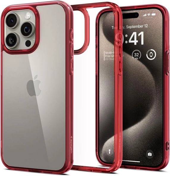 Spigen iPhone 15 Pro Kılıf Ultra Hybrid Deep Red - ACS07055 ürün görseli 1