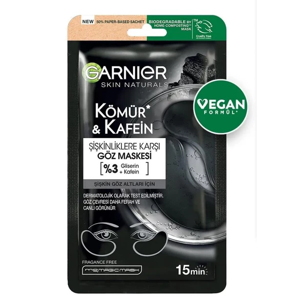 Garnier Göz Şişkinliklerine Karşı Kömür & Kafein Göz Maskesi ürün görseli 1