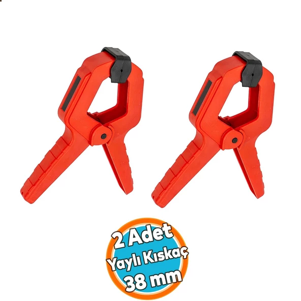 2 ADET Yaylı Kıskaç Mandal El Tip İşkence Mengene Kırmızı Klips Hobi 38 mm ürün görseli 1