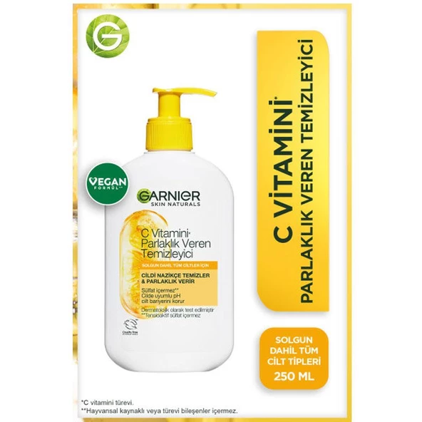 Garnier Skin Naturals Vitamin C Brightening Cream Cleanser 250ml ürün görseli 1