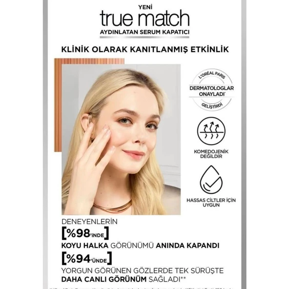 Loreal Paris True Match Aydınlatan Serum Kapatıcı 4D Light Medium - Resim 3