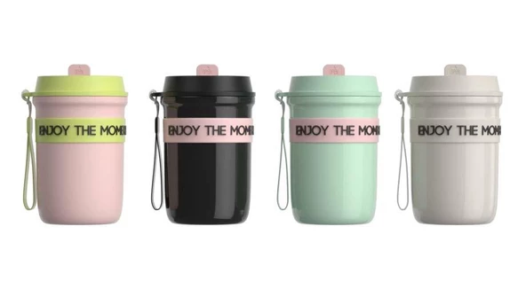 Shotay Strow Çelik Termos Mug 410Ml Pembe - Resim 6