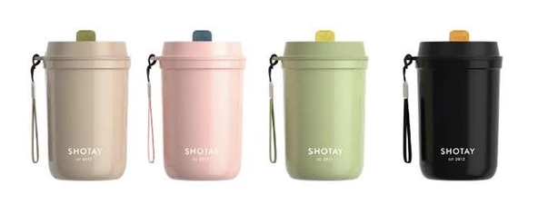Shotay Strow Çelik Termos Mug 410Ml Pembe - Resim 7
