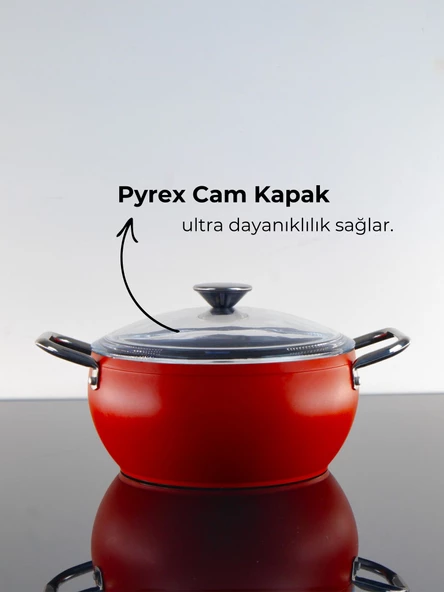 Bonera Pro-Plus 20 Cm Kırmızı Derin Tencere - Resim 3