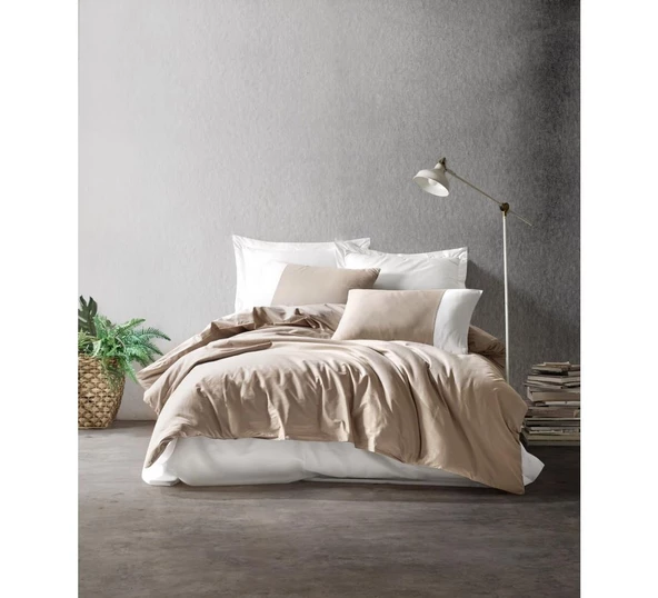 Cotton Box Plain Çift Kişilik Nevresim Takımı Vizon Krem ürün görseli 1
