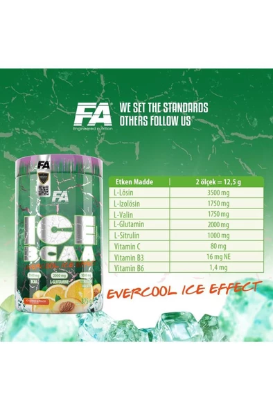 FA Nutrition Ice Bcaa 60 servis Citrus & Peach Aroması - Resim 2