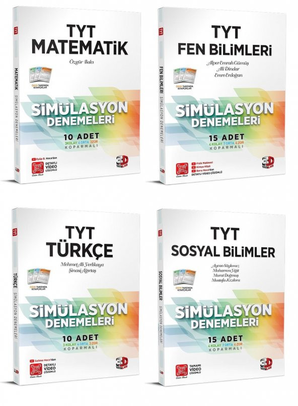 3D Tyt Matematik Türkçe Fen Sosyal Deneme Seti 2023 ürün görseli 1