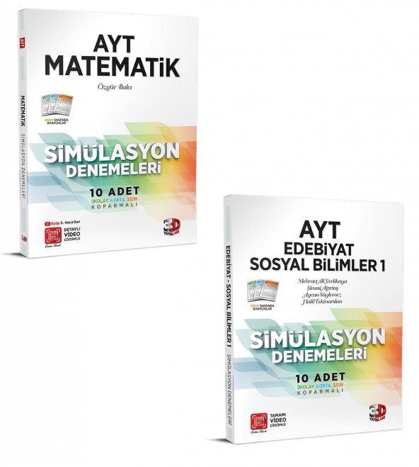 3D Ayt Matematik Edebiyat Sosyal 1 Deneme Seti 2023 ürün görseli 1