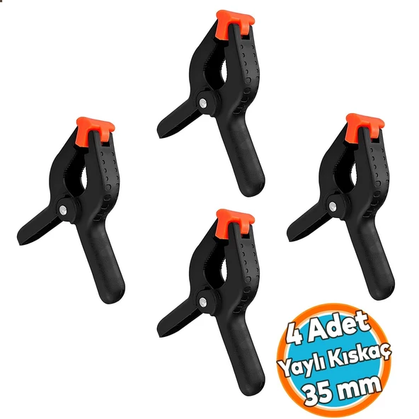 4 ADET Yaylı Kıskaç Mandal El Tip İşkence Mengene Siyah Klips Hobi 35 mm ürün görseli 1