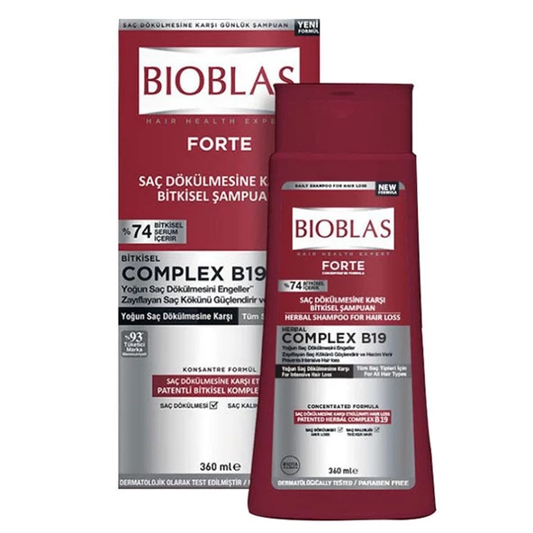 Bioblas Forte Complex B19 Yoğun Saç Dökülmelerine Karşı Bitkisel Şampuan 360ml ürün görseli 1