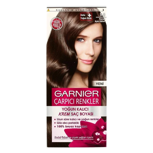 Garnier Çarpıcı Renkler Krem Saç Boyası 5-0 Parlak Açık Kahve ürün görseli 1