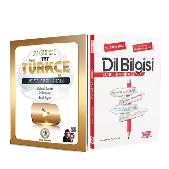 Bilgi Sarmal TYT Türkçe 39 Günde Video Ders Kitabı ve AKM Dil Bilgisi Soru Bankası Seti 2 Kitap ürün görseli 1