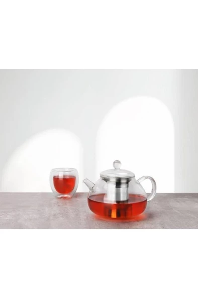 Tantitoni Paslanmaz Çelik Süzgeçli Borosilikat Cam Demlik 980 ml (Tantitoni Çaydanlık İçin) Elvin Home Concept ürün görseli 1