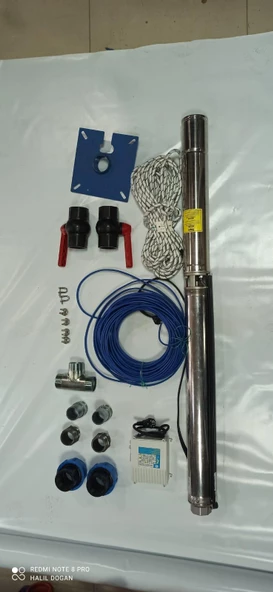 Impo Sk 402/14 1HP Technoplast Başlıklı  45 MT Yassı Kablolu ve Panolu 90 mt Halatlı Çift Vanalı Akıtma Başlıklı Monofaze Takım Dalgıç Pompa ürün görseli 1