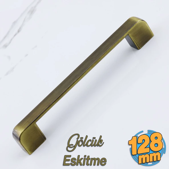 Gölcük Metal Antik Sarı Kulp 128 mm Mobilya Çekmece Mutfak Dolabı Dolap Kapak Kulpları Kulb Kulpu ürün görseli 1