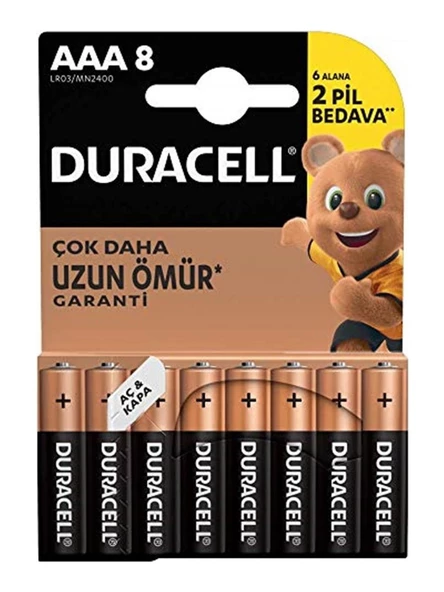 Duracell LR03/MN2400 Alkalin Aaa Piller 8 li Paket ürün görseli 1
