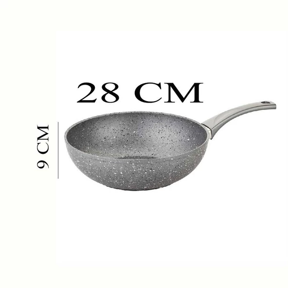 Oms Granit Wok Tava 28x9 CM - Resim 3