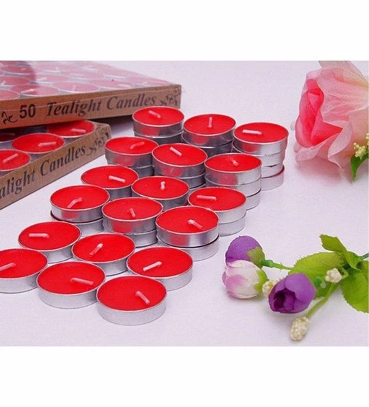 Kırmızı Tealight Mum 50 Adet - Resim 2
