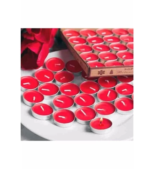 Kırmızı Tealight Mum 50 Adet ürün görseli 1