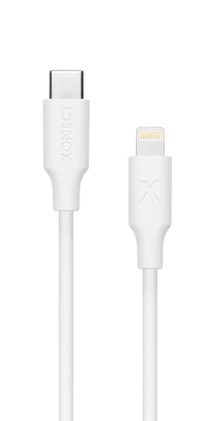 XONECT Type-C to Lightning uyumlu iPhone Modelleri için Hızlı Şarj ve Data Kablosu 40cm Beyaz ürün görseli 1