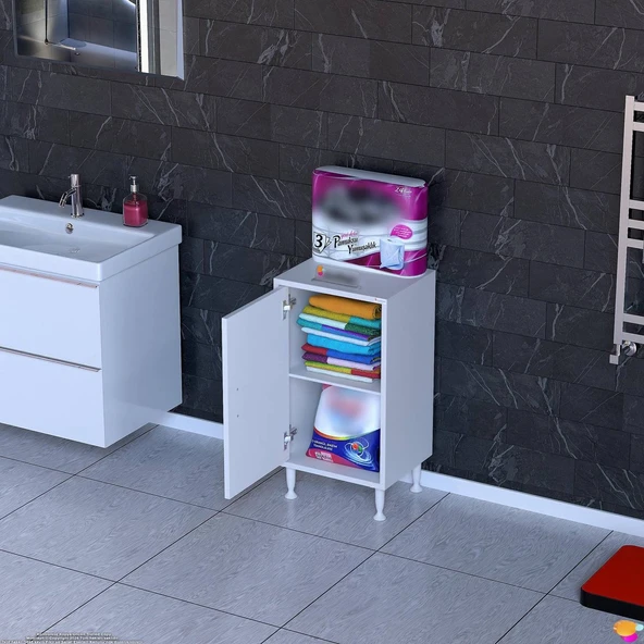 Modilayn SÖKE Küçük Alanlar İçin Akıllı Çözümler 35x75x32,5 cm’ lik 1 Kapaklı 3 Göz Raf Dolap ürün görseli 1