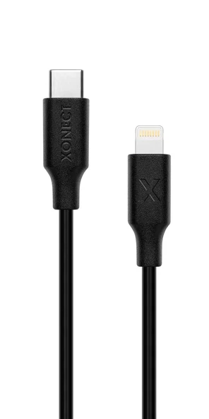 XONECT Type-C to Lightning uyumlu iPhone Modelleri için Hızlı Şarj ve Data Kablosu 40cm Siyah ürün görseli 1