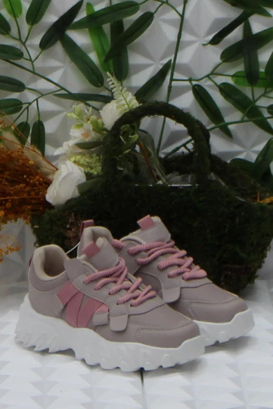 Fort Cool Verom Pudra Bağcık Görünümlü Cırtlı Sneaker Ortopedik Çocuk Ayakkabı ürün görseli 1