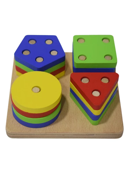 Eğitici Ahşap Kare Geometrik Zeka Oyunu 17 Parça Kokusuz, Sağlıklı, Boyası Çıkmaz ürün görseli 1