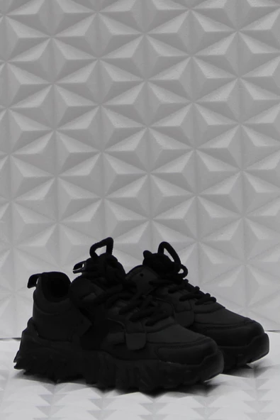 Fort Cool Verom Siyah Bağcık Görünümlü Cırtlı Sneaker Ortopedik Çocuk Ayakkabı ürün görseli 1