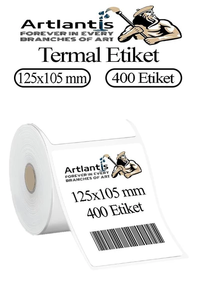 125x105 mm Barkod Etiketi Yapışkanlı 1 Adet Rulo Etiket Termal Barkot Terazi Etiketi 400 lü Barkod Yazıcılara Uyumludur ürün görseli 1