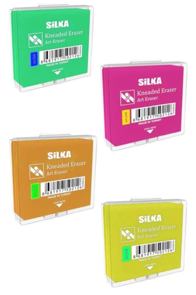 Renkli Hamur Silgi Kutulu 4 Adet Silka Hamur Silgi Çizim Silgisi Yoğrulabilir Silgi Plastik Kutulu Resim Sanatsal Silgi ürün görseli 1