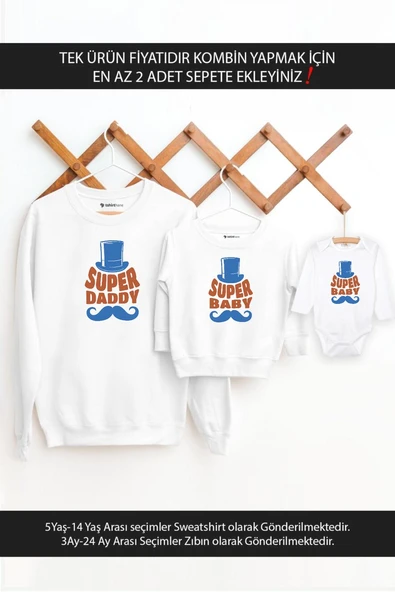 Super Daddy Baby Baba Oğul Kız (TEK ÜRÜN FİYATIDIR KOMBİN YAPMAK İÇİN EN AZ 2 ADET SEPETE EKLEYİNİZ) ürün görseli 1