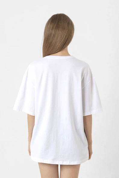 Blackpink Apt Beyaz Kadın Oversize Tshirt - Resim 5