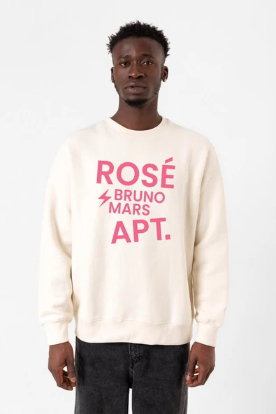 BLACKPINK ROSE BRUNO MARS APT Ekru Erkek 2ip Sweatshirt ürün görseli 1
