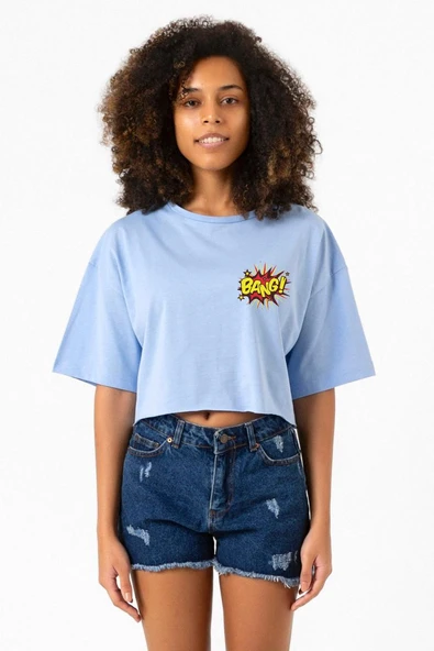 Big Bang Theory Bang Logo Bebe Mavi Kadın Crop Tshirt ürün görseli 1