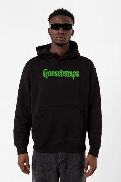 Goosebumps Lettern Siyah Erkek 3ip Kapşonlu Sweatshirt ürün görseli 1