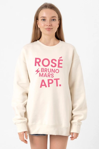 BLACKPINK ROSE BRUNO MARS APT Ekru Kadın 2ip Sweatshirt ürün görseli 1