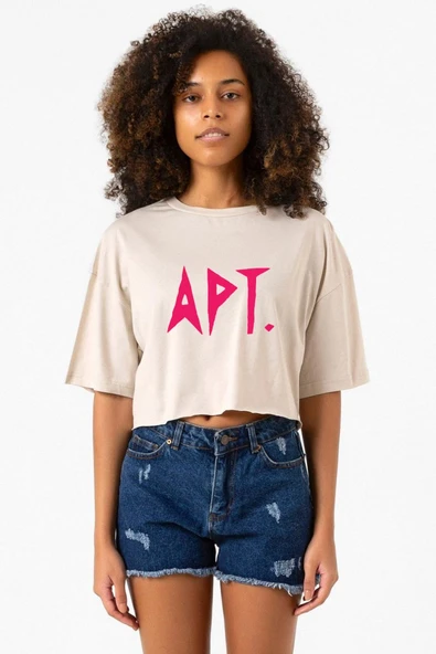 Blackpink Apt Bej Kadın Crop Tshirt ürün görseli 1