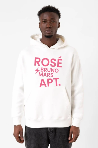 BLACKPINK ROSE BRUNO MARS APT Beyaz Erkek 3ip Kapşonlu Sweatshirt ürün görseli 1
