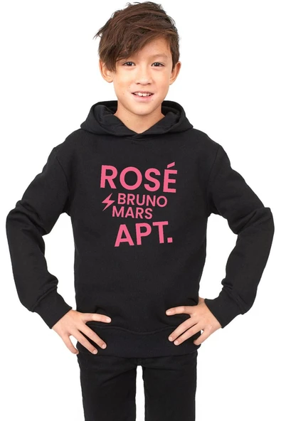 BLACKPINK ROSE BRUNO MARS APT Siyah Çocuk 3ip Kapşonlu ürün görseli 1