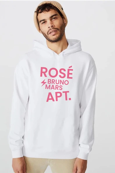 BLACKPINK ROSE BRUNO MARS APT Beyaz Erkek 3ip Kapşonlu  Sweatshirt ürün görseli 1
